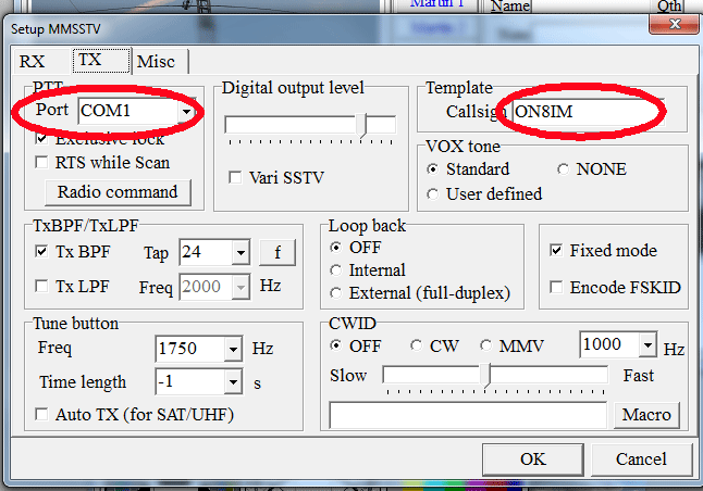 Configuration MMSSTV